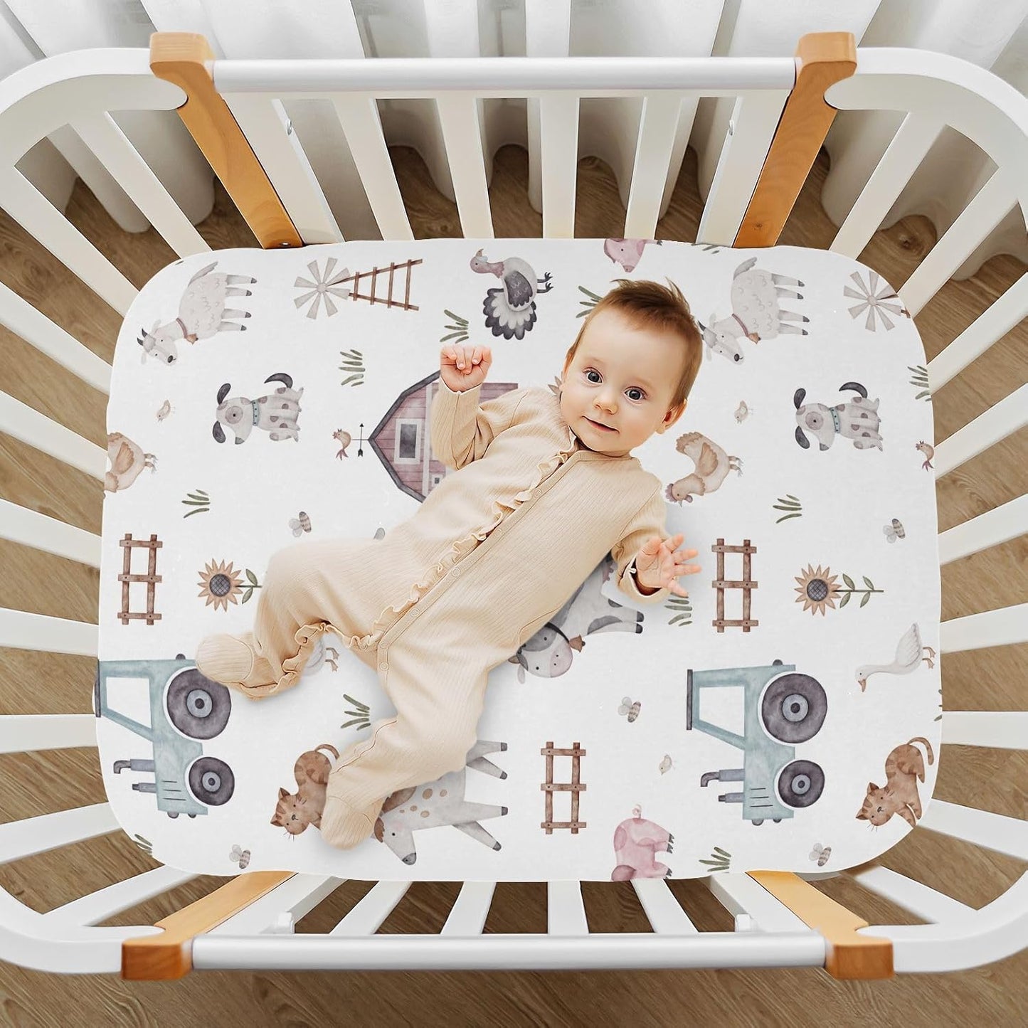 Fitted Crib Sheets Pink Checkered and Bows Stretchy Portable Playard Sheets for Baby Toddler, Breathable Soft Mini Crib Mattress 39 x 27 in for Boys and Girls