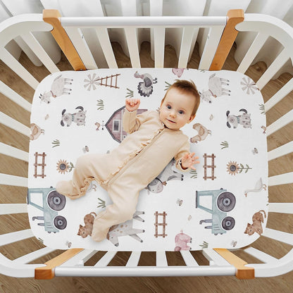 Fitted Crib Sheets Pink Checkered and Bows Stretchy Portable Playard Sheets for Baby Toddler, Breathable Soft Mini Crib Mattress 39 x 27 in for Boys and Girls