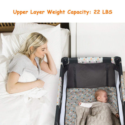 BABY JOY 3 in 1 Pack and Play, Portable Baby Playard with Bassinet, Changing Table, Lockable Wheels, Glowing Music Box, Travel Baby Crib Bassinet Bed from Newborn to Toddler