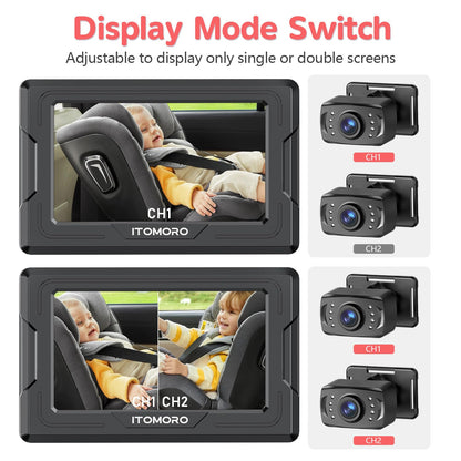 Itomoro Baby Car Camera, 4.3'' 1080P Night Vision Car Baby Mirror with Camera 5 Mins Easy Installation Crystal Clear Wide View for Rear Facing Seat ACZ407
