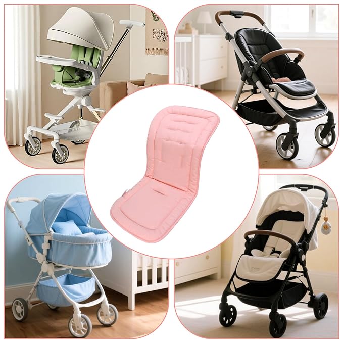 Baby Stroller Cushion,Infant Car Seat Insert-Reversible Universal Breathable and Soft Newborn Stroller Mat,100% Cotton Cover Toddler Seat Pad Liner-34x78cm,1 Pack(Pink Flowers)