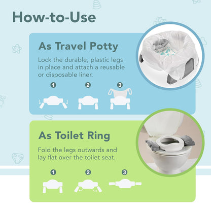 Kalencom Potette Plus 2-in-1 Travel Potty and Trainer Seat - Dual-Purpose Potty Training Toilet Seat - Portable Potty for Toddler Travel - with Durable, Lock-in Legs and Splash Guard - Pastel Mint