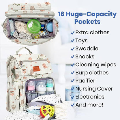 PILLANI Baby Diaper Bag Backpack - Large Bag for Boys & Girls, Waterproof Diaper Backpack - Travel Diaper Bags w/Changing Pad, Baby Registry Search & Shower Gifts - Essentials Must Haves Newborn Stuff