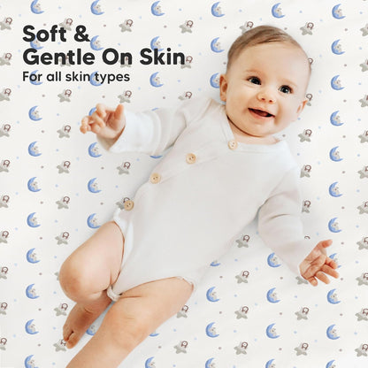 2-Pack Mini Crib Sheets Fitted - 38x26 Pack N Play Sheets for Pack and Play Mattress, Organic Cotton, Soft & Breathable Playard Bedding, Neutral Mini Toddler Bed Cover for Boys, Girls (Dragon Tale)