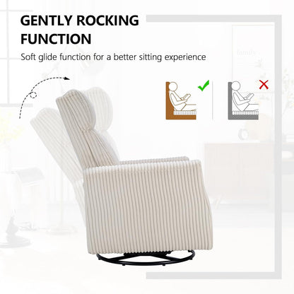 CANMOV Swivel Rocker Chair for Nursery, Swivel Accent Chair with High Back and Arms, Corduroy Glider Chair for Living Room Bedroom Nursery, Grey