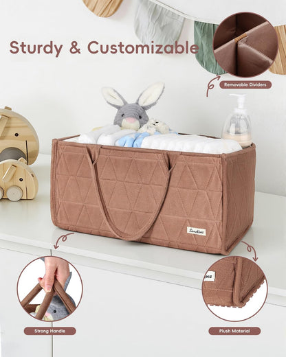 Diaper Caddy Organizer, Quilted Caddy Organizer with Handle, Car Caddy Organizer For Diaper and Wipes, Nursery Storage Basket, Baby Shower Gifts, Registry Search, Newborn Essentials Must Have