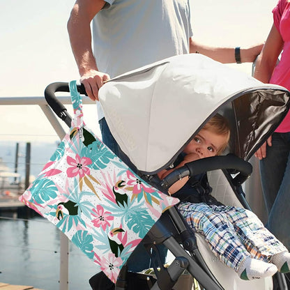 visesunny Contour Lines White Abstract Flower Pink Pattern 2Pcs Wet Bag with Zippered Pockets Washable Reusable Roomy for Travel,Beach,Pool,Daycare,Stroller,Diapers,Dirty Gym Clothes, Wet Swimsuits, T