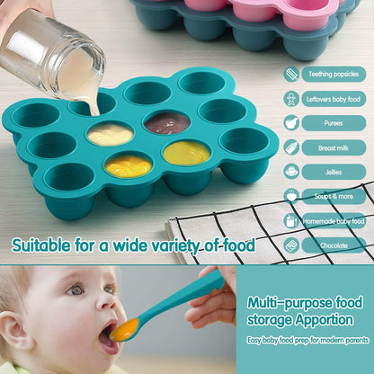12x1.5oz Baby Food Storage Containers, Baby Food Freezer Tray with Clip Lid Gossamer Pink, Food Grade Silicone Freezer Trays for Purees & Vegetables