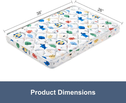 Pack and Play Mattress - 38" x 26"- Premium Knitted Fabric Safety Reinforced Play Yard Mattress - Fits for Graco & Baby Trend & Pamo Babe Playard, Firm Support and Comfort Foam，White