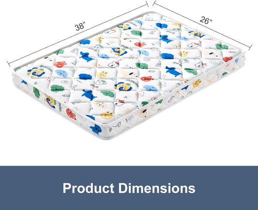 Pack and Play Mattress - 38" x 26"- Premium Knitted Fabric Safety Reinforced Play Yard Mattress - Fits for Graco & Baby Trend & Pamo Babe Playard, Firm Support and Comfort Foam，White