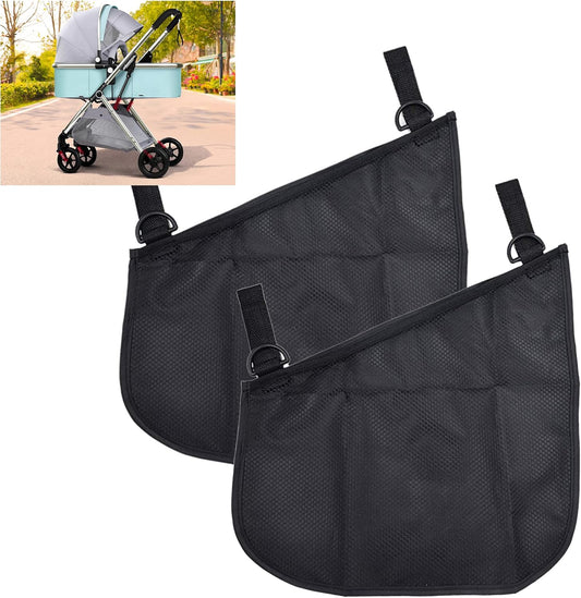 2 Pack Portable Side Sling Stroller Cargo Net ,Non-Slip and Adjustable Straps Storage Mesh Bag ,Food Storage , Storage Bag for Baby Stroller Cargo Mesh Bag Storage Universal Stroller Organizer (Blue)