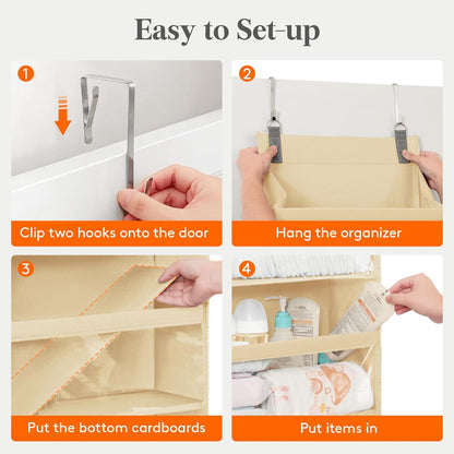 Lifewit 1 Pack Over the Door Organizer, 5 Section Clear Window Hanging Storage with 4 Side Pockets, Sturdy Anti Tilt 40 lbs Load Behind Door for Closet, Bedroom, Bathroom, Nursery, Dorm, Gray
