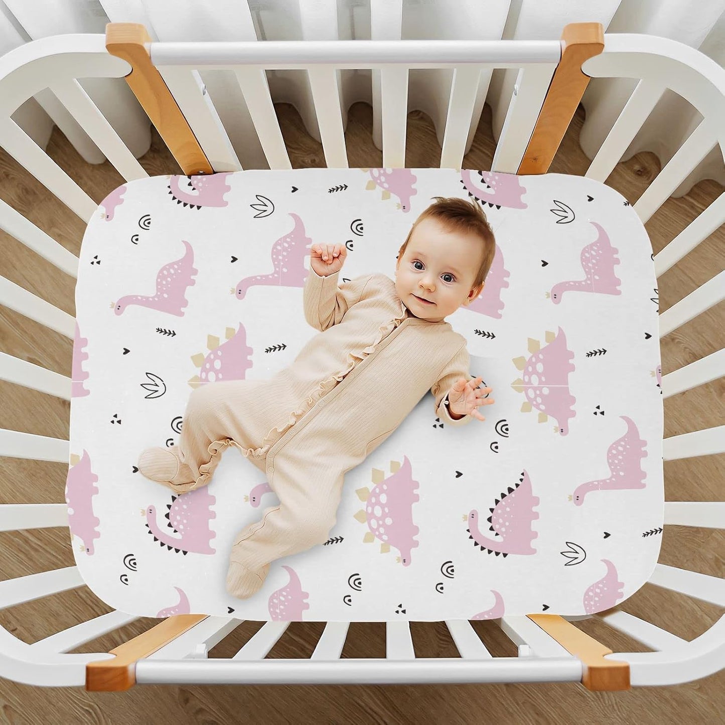 Fall Cute Mushroom Leaves Fitted Crib Sheets Stretchy Portable Playard Sheets for Baby Toddler, Breathable Soft Mini Crib Mattress 52 x 28 in for Boys and Girls