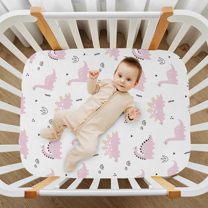 Fall Cute Mushroom Leaves Fitted Crib Sheets Stretchy Portable Playard Sheets for Baby Toddler, Breathable Soft Mini Crib Mattress 52 x 28 in for Boys and Girls