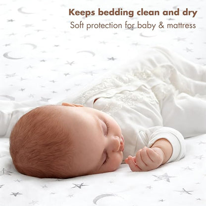 Baby Waterproof Bed Pad Washable Mattress Pad Reusable Underpads Bed Wetting Incontinence Cover for Baby Toddler Children and Adults-White Star