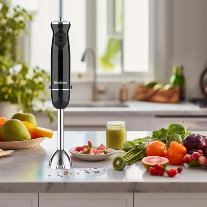 Blackcow Immersion Blender Handheld, 800W Powerful Electric Hand Blender with Titanium Alloy Blades, 12 Speeds & Turbo, Electric Hand Mixer for Smoothies, Soups, Baby Food and Purees