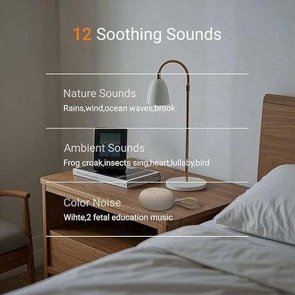 Portable Baby Sound Machine [White Noise for Babies Kids Adults][Timer Function][12 Soothing Sounds][Sleep Soother] 15 Hours Battery Life, Travel,Registry,Gifts,Shower,Clips on Baby Stroller