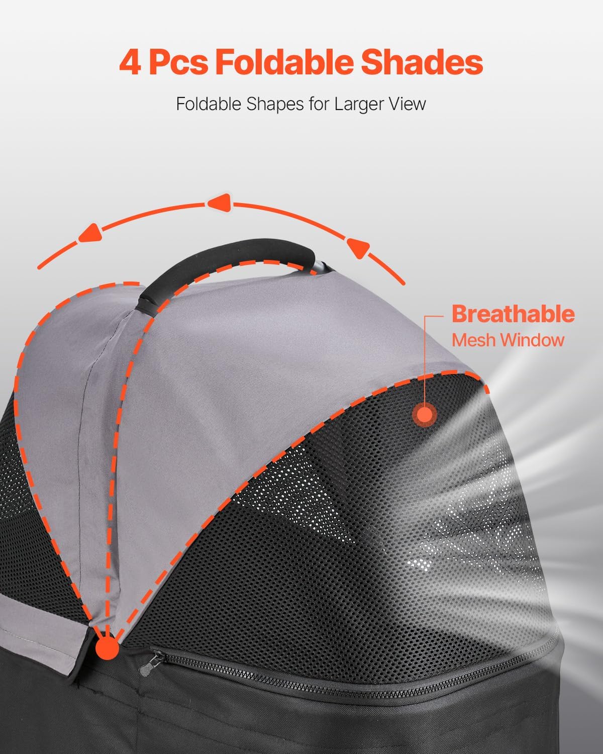 VEVOR Pet Stroller, 44 lbs Weight Capacity, Foldable Dog Cart, 4 Wheels Cats Stroller with Mesh Windows & Revrsible Handle, Portable Pet Carrier with Brake, for Small to Medium Pets