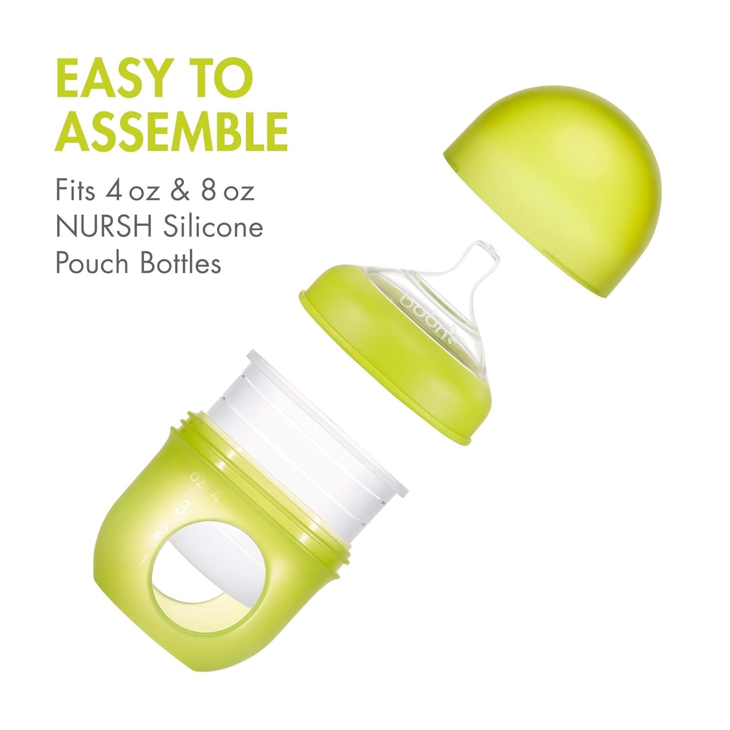 Boon Nursh Silicone Baby Bottle Nipples - Bottle Nipples for Boon Nursh Baby Bottles - Baby Bottle-Feeding Supplies - Fast Flow Baby Bottle Nipples - 3 Count