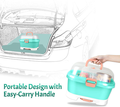 NiHome Portable Baby Bottle Drying Rack with Anti-Dust Lid, Cutlery Organizer and Drain Board - Easy-Carry Handle for Home, Kitchen, Travel and Outdoors (Pink)