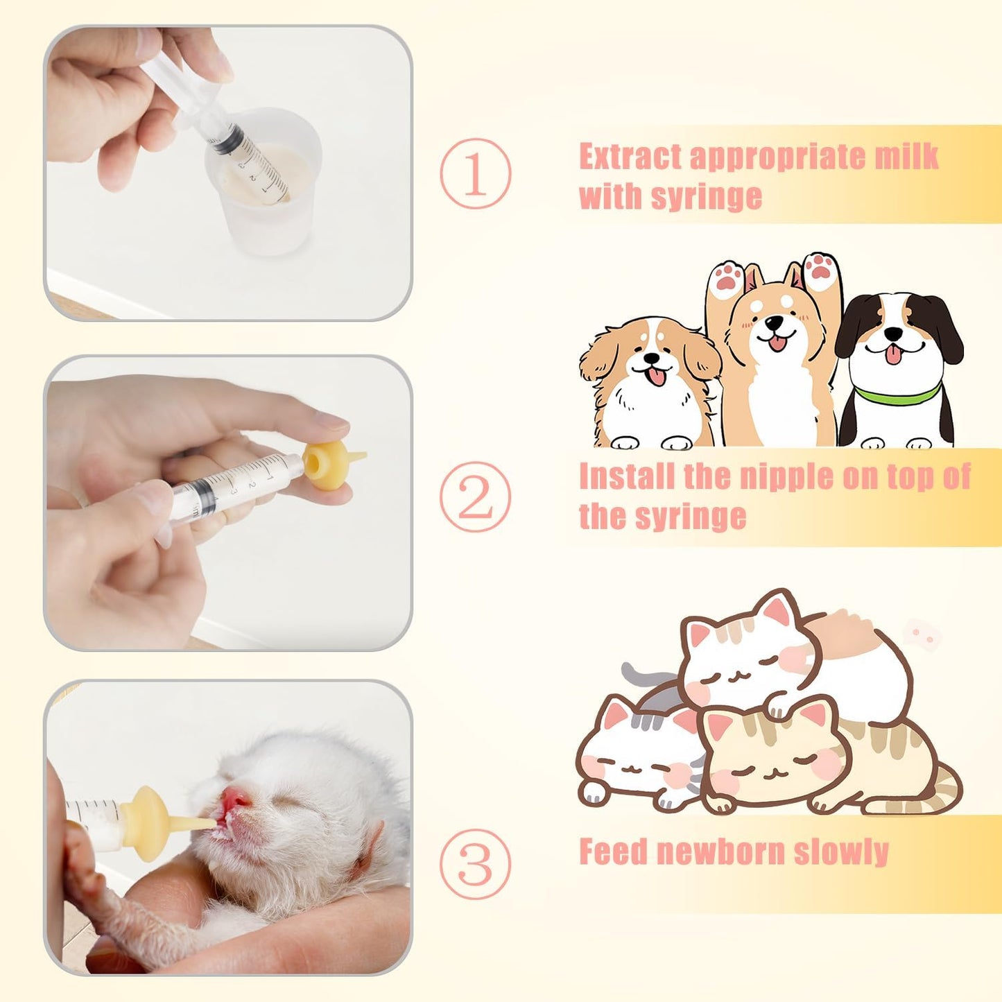 Pet Feeding Bottle and Syringes with Nipples for Small Cat Dog Animals (Model 1)