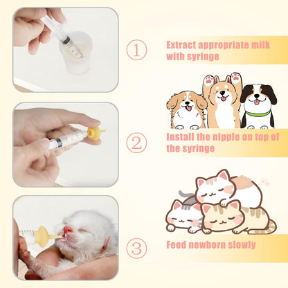 Pet Feeding Bottle and Syringes with Nipples for Small Cat Dog Animals (Model 1)