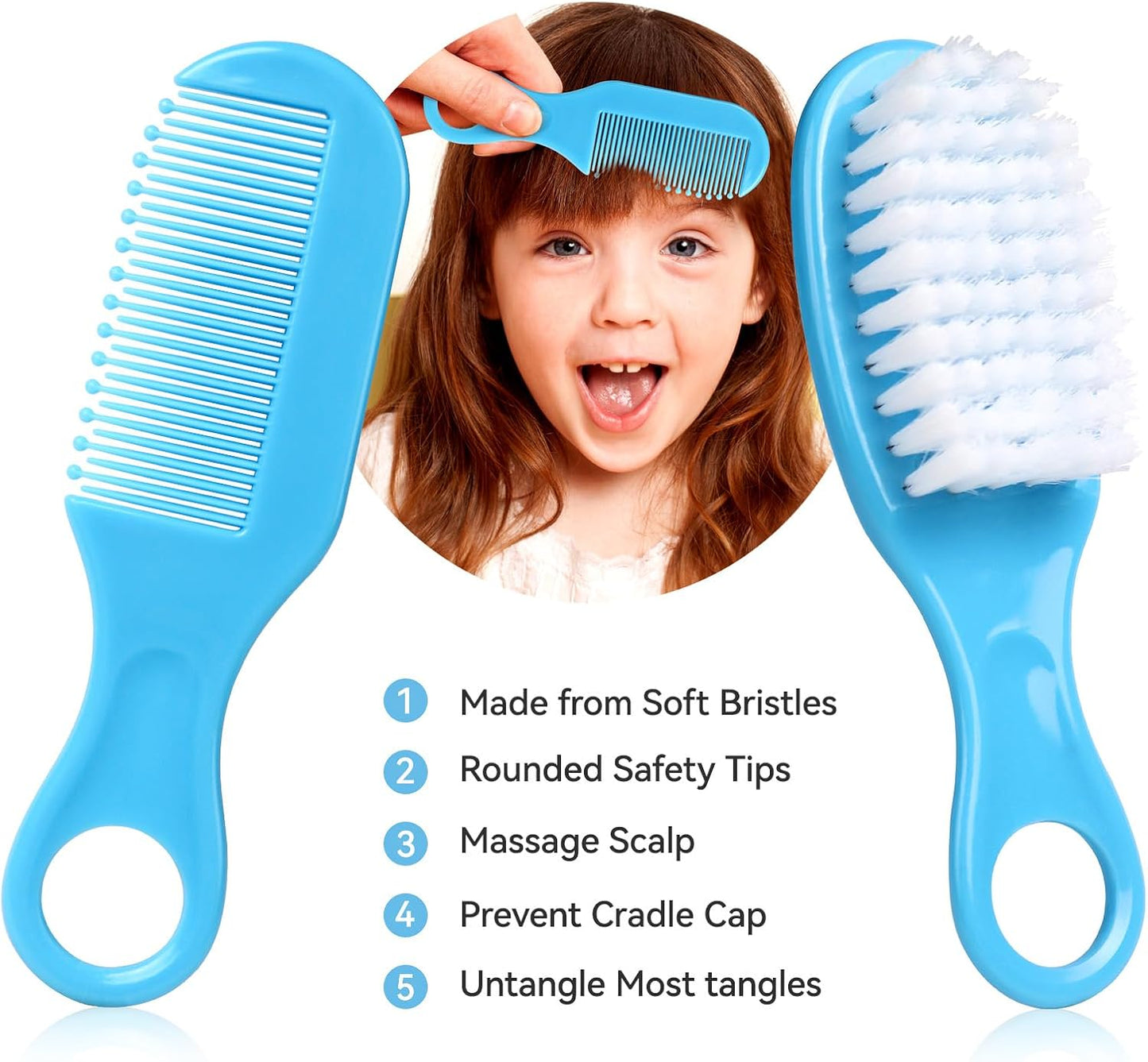 Baby Grooming Kit, Infant Safety Care Set with Hair Brush Comb Nail Clipper Nasal Aspirator,Baby Essentials Kit for Newborn Girls Boys (Grey White)