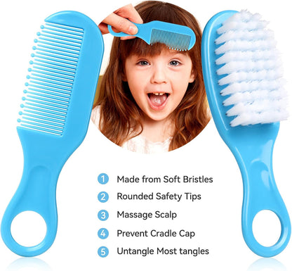 Baby Grooming Kit, Infant Safety Care Set with Hair Brush Comb Nail Clipper Nasal Aspirator,Baby Essentials Kit for Newborn Girls Boys (Grey White)