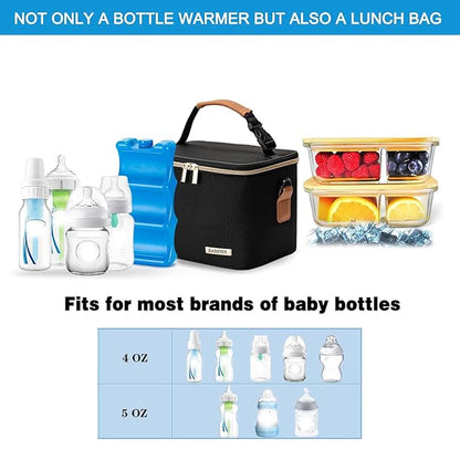 Breastmilk Cooler Bag with Ice Pack Fits 6 Baby Bottles Up to 5 Ounce, Baby Bottle Bag with Shoulder Strap for Nursing Mom Daycare-Black