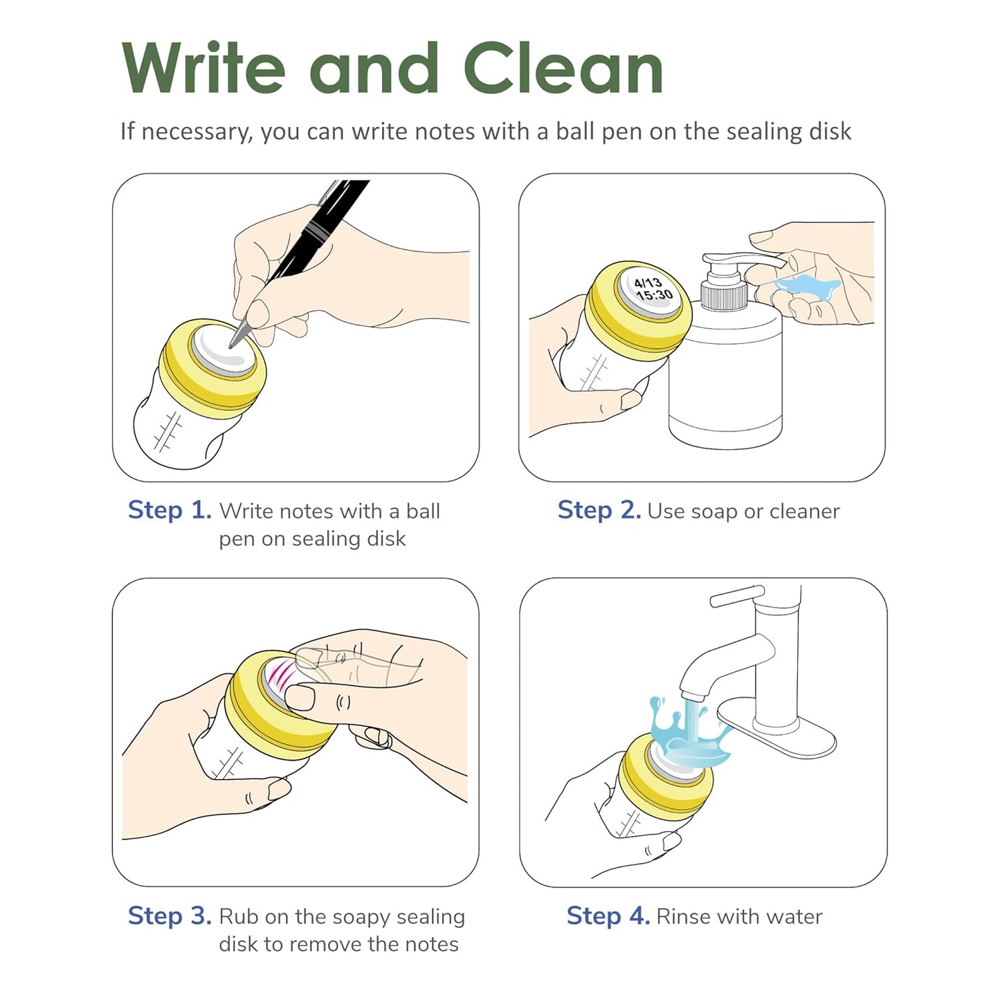 Maymom Screw Lids Aka Travel Caps with Rewritable Sealing Disc Compatible with Avent Bottle, Maymom Wide Mouth Bottles; Cap Replace Avent Natural Bottle Sealing Ring and Sealing Disc, 6pcs. (Blue)