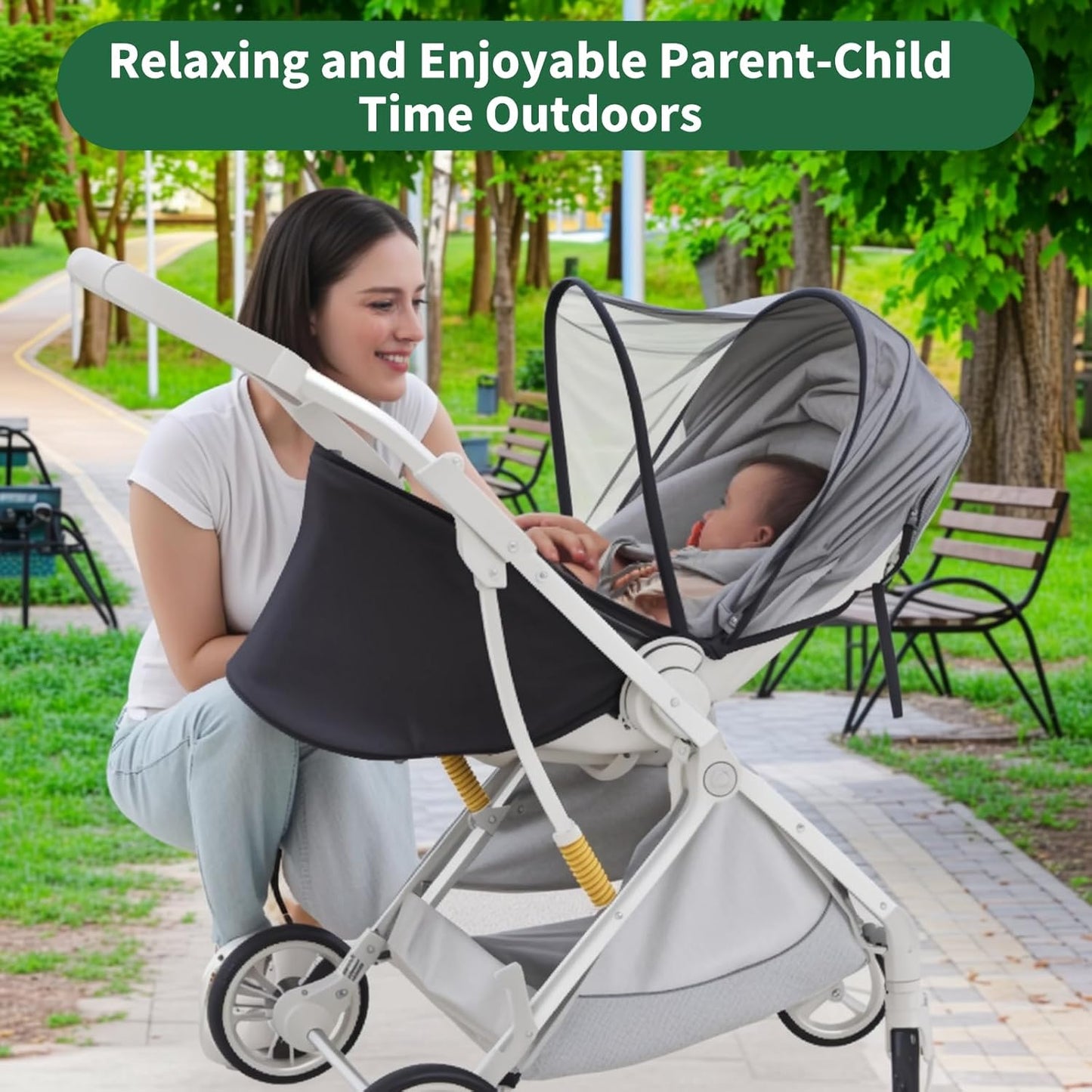 DUOMI 2-in-1 Stroller Sun Shade and Mosquito Net Cover - Universal Breathable Baby Cover With Two-Way Zipper for Extender