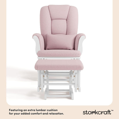 Storkcraft Tuscany Glider with Ottoman (Black/Gray) — GREENGUARD Gold Certified, Bonus Lumbar Cushion Included, Solid Wood Base, Smooth Motion, Award-Winning Nursery Rocking Chair, Glider and Ottoman