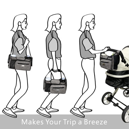 TOPDesign Universal Baby Stroller Organizer, Stroller Caddy with Detachable Mesh Bag & Heightened Insulated Cup Holders & Non-Slip Secure Hooks Accessories, Fits Most Strollers (Checkerboard) - Colors A