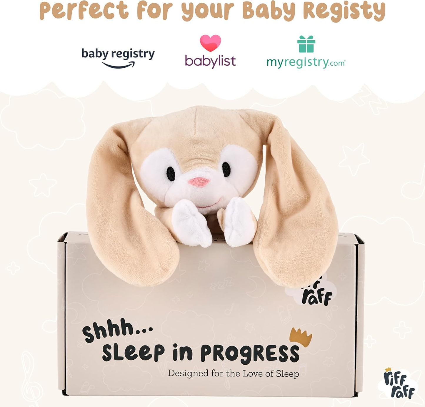Riff Raff Baby Sleep Toy Soother - Musical Plush Fox with White Noise & Lullaby - Lovey Security Blanket for Newborns & Infants