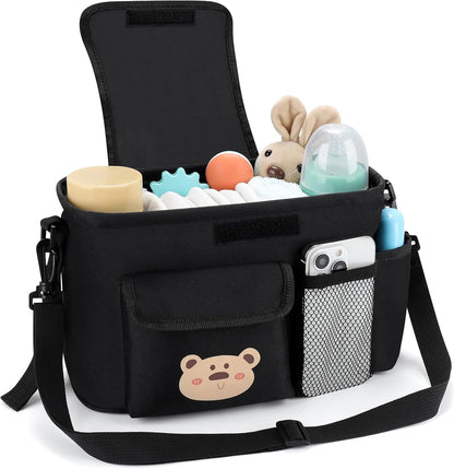 Accmor Universal Stroller Organizer with Cup Holder and Shoulder Strap, Stroller Bag Caddy Organizer Fits for Uppababy, Baby Jogger, Britax Strollers