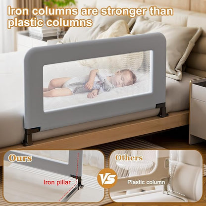 Toddler Bed Guard Rail for Baby - Sturdy Metal Safety Rail for Twin, Crib, Queen, Bunk, Full Side Beds - Kids Guardrail Protector (48 inch)