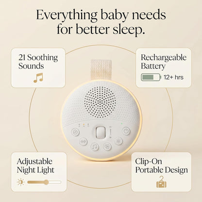 White Noise Machine for Baby & Adults with 21 Relaxing Sounds & Adjustable Night Light, Rechargeable & Portable Sleep Aid for Home & Travel