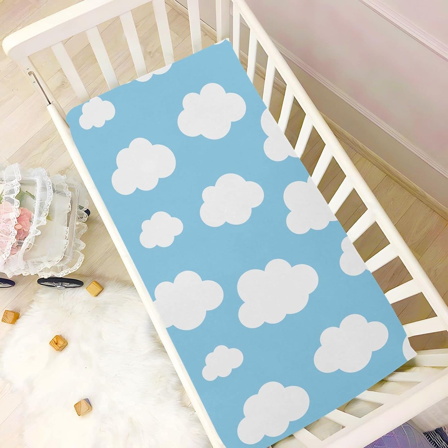 Fitted Crib Sheets Cactus and Floral Stretchy Portable Playard Sheets for Baby Toddler, Breathable Soft Mini Crib Mattress 52 x 28 in for Boys and Girls