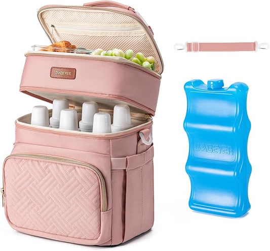 Breastmilk Cooler Bag with Ice Pack Fits 6 Baby Bottles Up to 9 Ounce