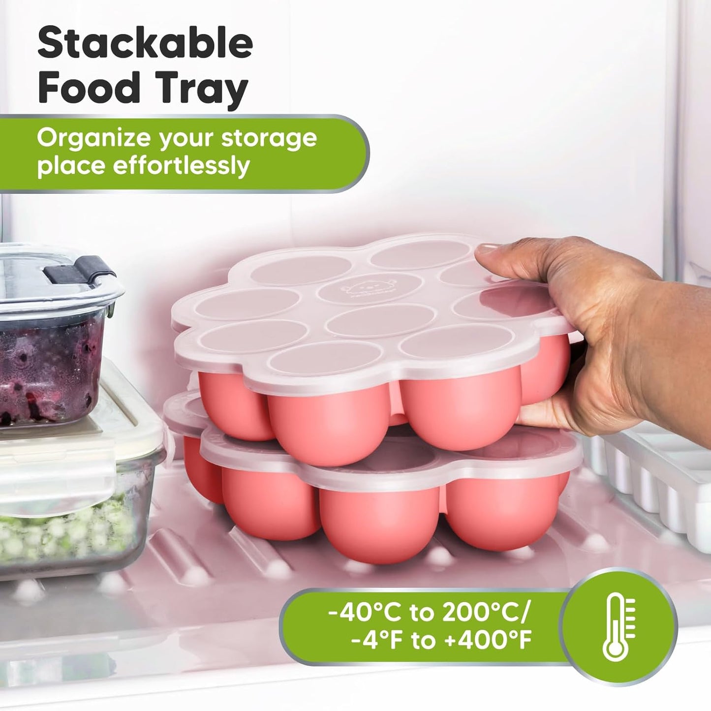 KeaBabies Silicone Food Freezer Trays with Lid, 2oz x 10 Pods Baby Food Storage Containers, Easy Puree Meal Prep, Breast Milk Silicone Freezer Molds, Dishwasher, Microwave Safe, BPA-Free (Chai Latte)