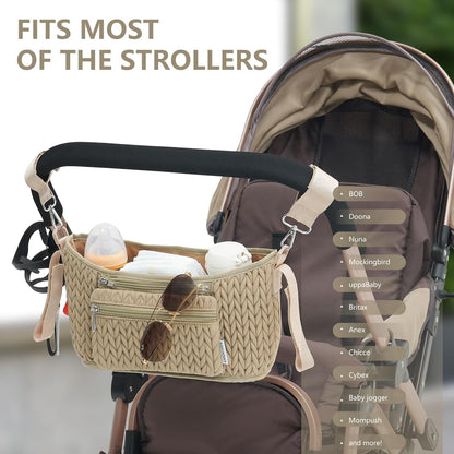Stroller Organizer With Insulated Bottle Holder- Universal Fit, Detachable Bag, Fit For Most Of The Stroller And Pet Stroller (Black-B)