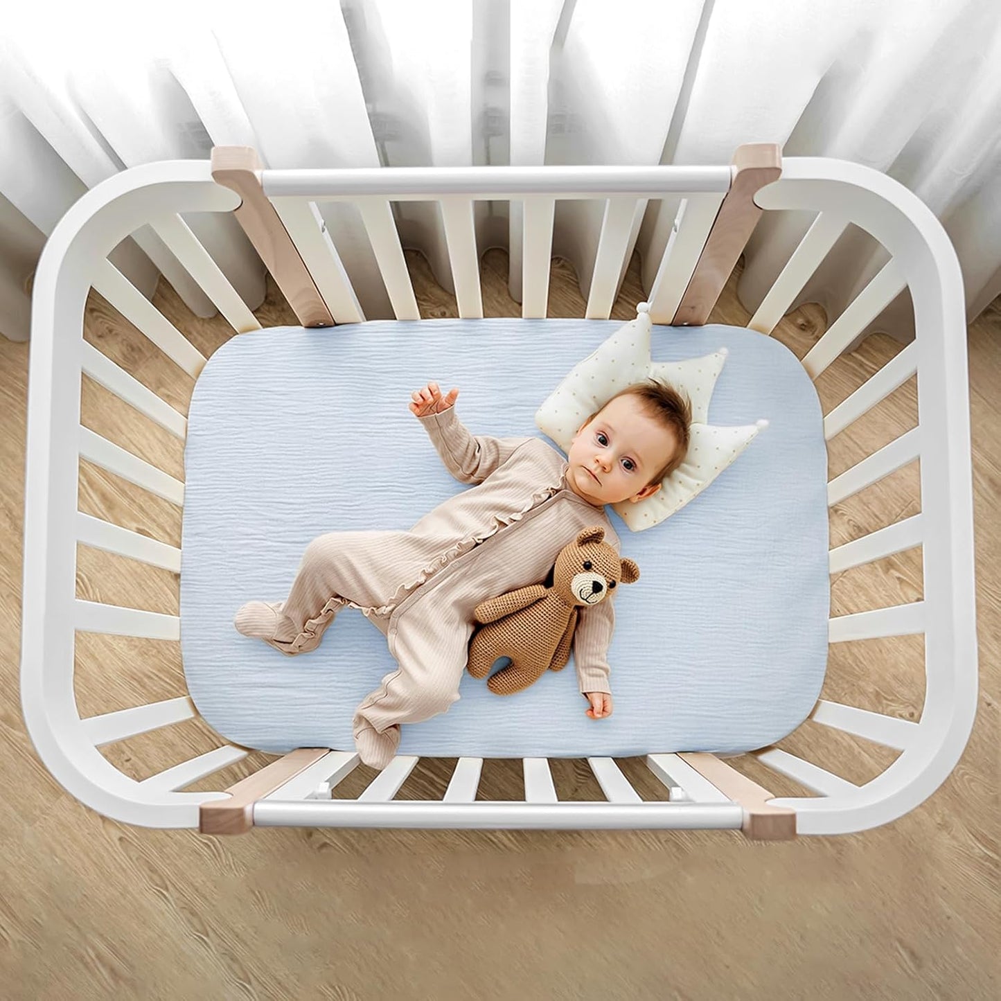 lulumoon Muslin Bassinet Sheets for Baby: Soft Bedside Sleeper Bassinet Fitted Sheets for Boys and Girls