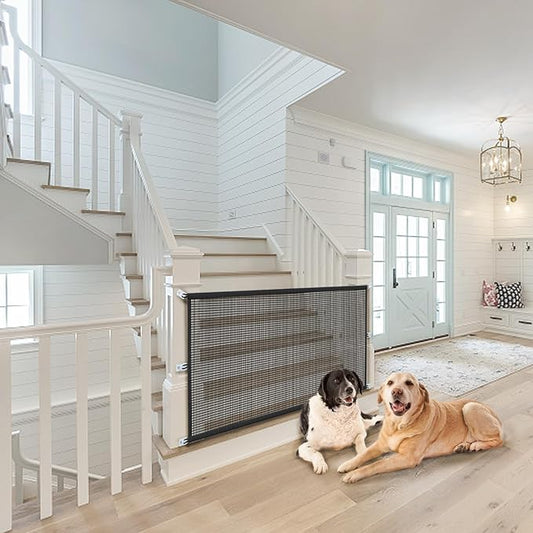 Magic Mesh Dog Gate for Doorways – Indoor Pet Gate 30"x70" for Kitchen, Stairs, Hallway, Fits 64–66" Wide Openings