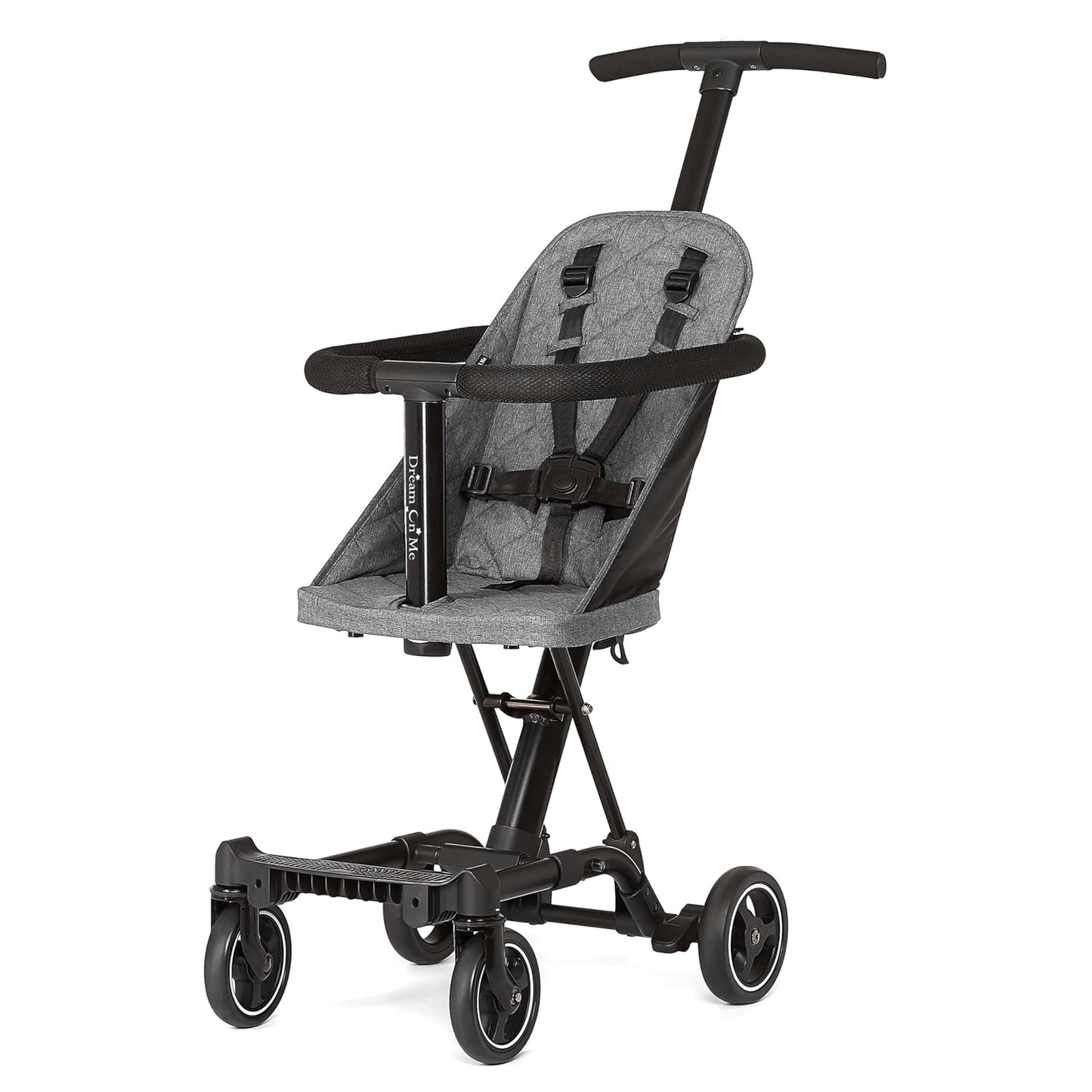 Dream On Me Coast Rider Travel Stroller, Lightweight & Compact Baby Stroller, Theme Park Approved, Book-Folding Design, Adjustable Handle, Soft-Ride Wheels, Converts to Rider & Scooter - Black