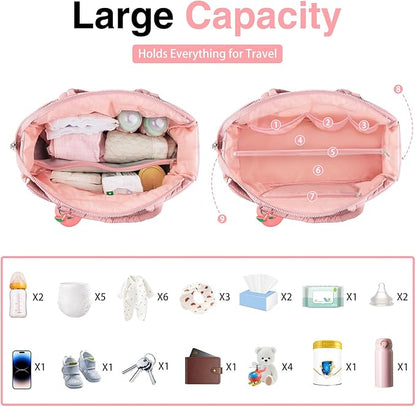 KUBYA Diaper Bag Tote, Puffer Diaper Tote Bags for Women Lightweight Travel Work Hospital Baby Bag Crossbody Mommy Bag