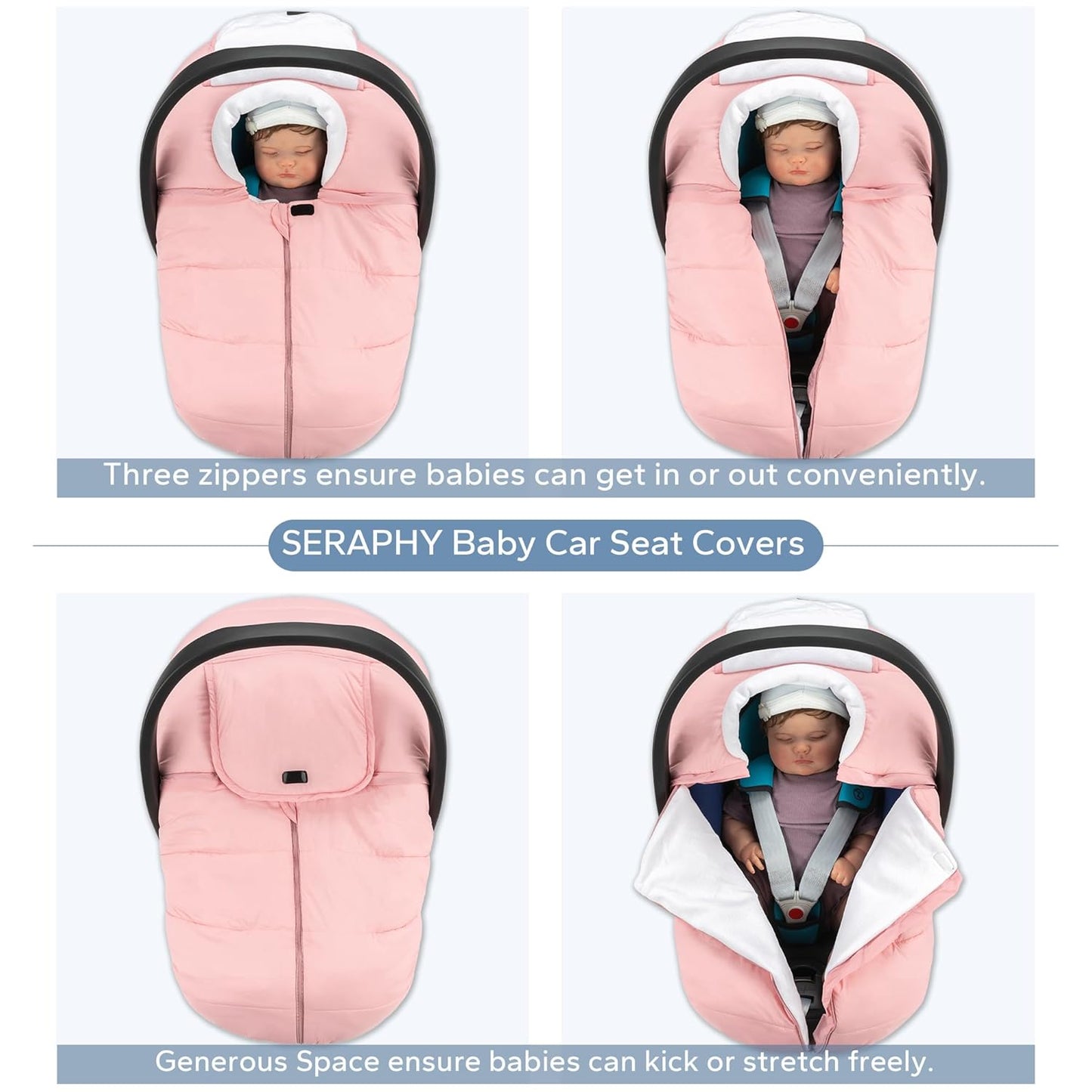 SERAPHY 2-in-1 Muslin Baby Car Seat Cover & Nursing Cover, Soft Lightweight Breastfeeding Cover for Boys and Girls,Breathable Canopy for Infant Carseat & Stroller for Summer—Blueberrie