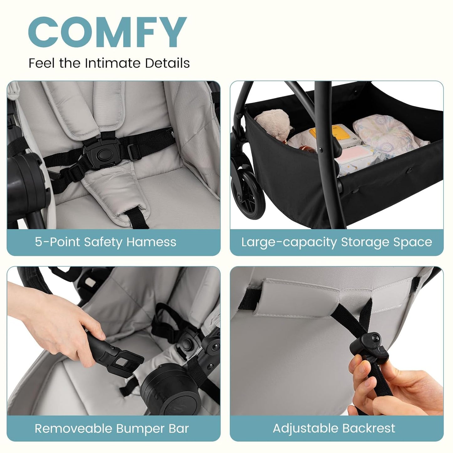 INFANS 2 in 1 Baby Stroller, Convertible Stroller with Bassinet Reversible Seat Adjustable Backrest Canopy One Hand Fold, Compact Toddler Pushchair for Kids Infants Newborns 0-36 Months
