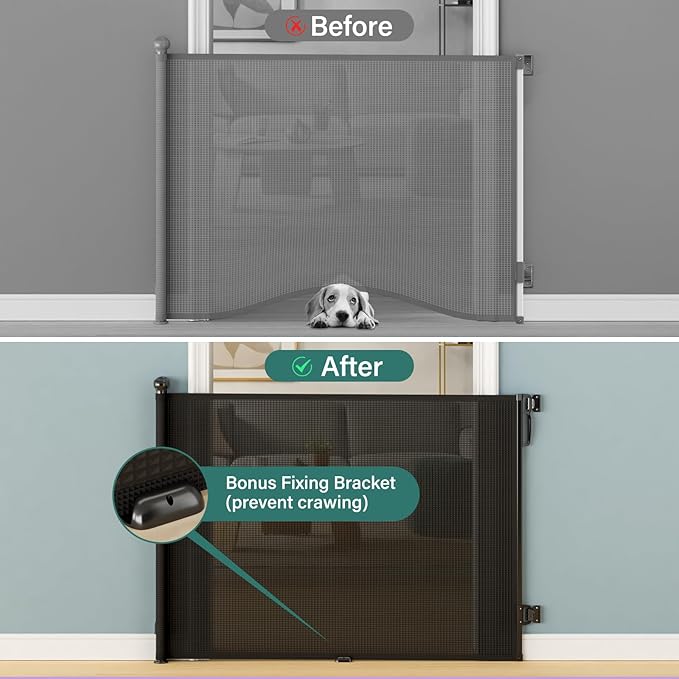 Babepai Retractable Baby Gates Extra Wide | 72" Wide x 34" Tall Dog Gates for Stairs | Indoor/Outdoor Use | Child Gates for Doorways, Deck, Porch, Hallways, Patio - Black