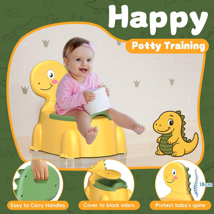 Potty Training Toilet Toddler Potty Chair Kids Boys Girls Dinosaur Animal Comfortable Potties Training Seat for Childrens Ages 1-3 Portable Baby Toilets with Lid Back Easy to Clean Potty Trainer,Blue