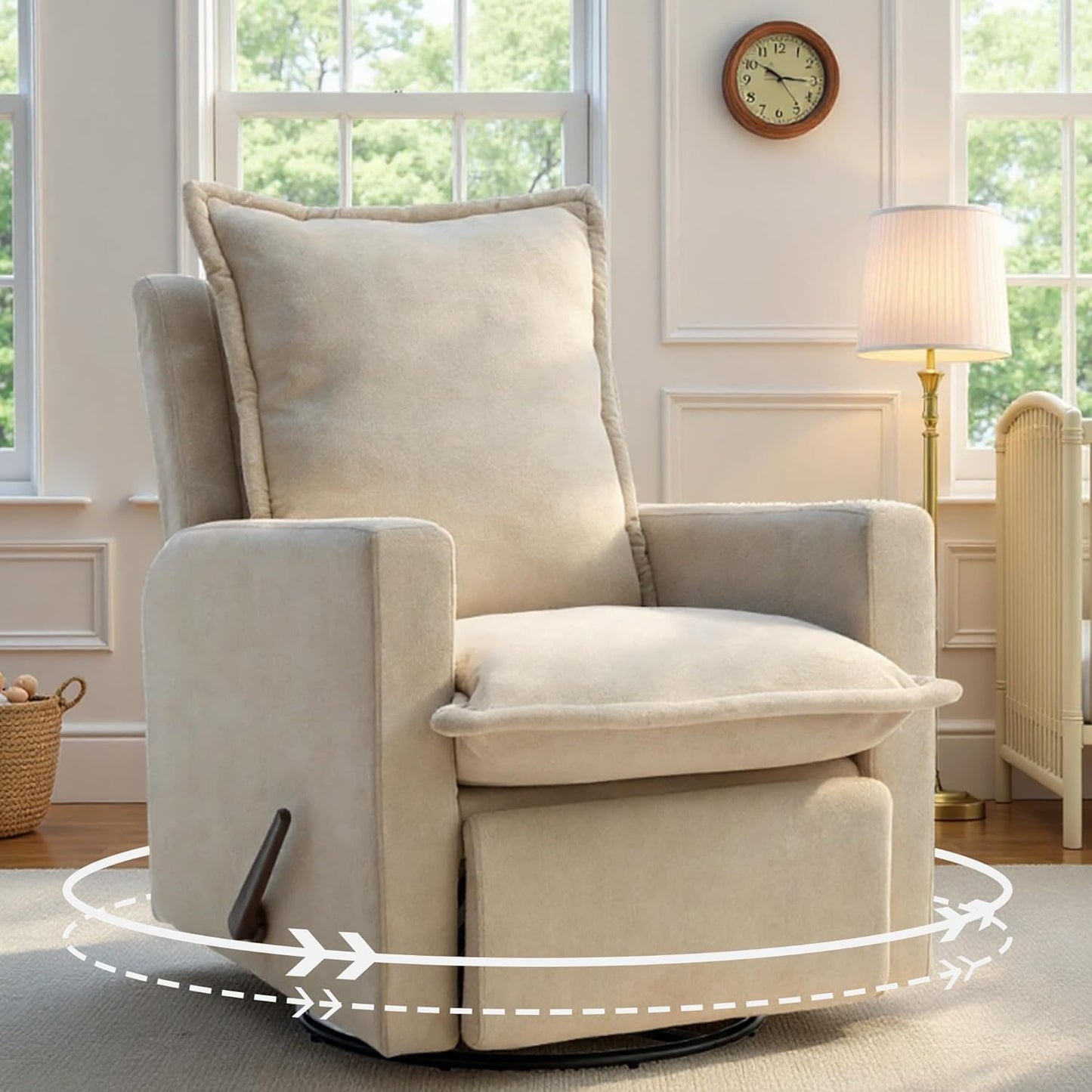 Nursery Glider Recliner Rocking Chair High Back Nursery Recliner Modern Adult Nursery Swivel Rocker Recliner for Nursery Bedroom Living Room and RV